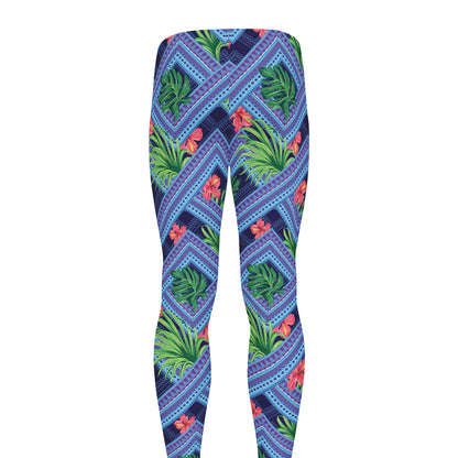 Tropical Aztec Geometric Pattern Print Men's leggings
