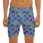 Tropical Aztec Geometric Pattern Print Men's Long Boxer Briefs