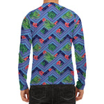 Tropical Aztec Geometric Pattern Print Men's Long Sleeve Rash Guard