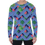 Tropical Aztec Geometric Pattern Print Men's Long Sleeve T-Shirt
