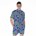 Tropical Aztec Geometric Pattern Print Men's Romper
