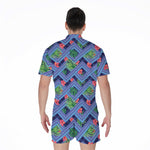 Tropical Aztec Geometric Pattern Print Men's Rompers