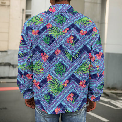 Tropical Aztec Geometric Pattern Print Men's Shirt Jacket