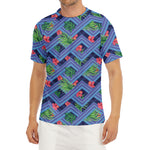 Tropical Aztec Geometric Pattern Print Men's Short Sleeve Rash Guard