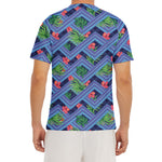 Tropical Aztec Geometric Pattern Print Men's Short Sleeve Rash Guard