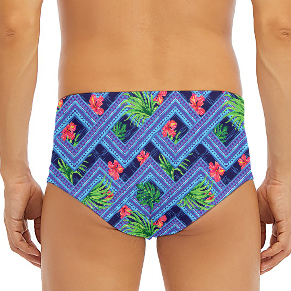 Tropical Aztec Geometric Pattern Print Men's Triangle Swim Briefs