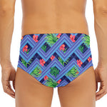 Tropical Aztec Geometric Pattern Print Men's Triangle Swim Briefs