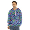 Tropical Aztec Geometric Pattern Print Men's Velvet Pullover Hoodie