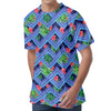 Tropical Aztec Geometric Pattern Print Men's Velvet T-Shirt