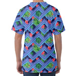 Tropical Aztec Geometric Pattern Print Men's Velvet T-Shirt