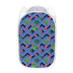 Tropical Aztec Geometric Pattern Print Mesh Laundry Hamper