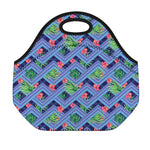 Tropical Aztec Geometric Pattern Print Neoprene Lunch Bag