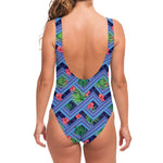 Tropical Aztec Geometric Pattern Print One Piece Swimsuit