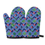 Tropical Aztec Geometric Pattern Print Oven Mitts