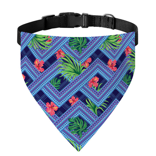 Tropical Aztec Geometric Pattern Print Over The Collar Dog Bandana
