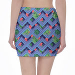 Tropical Aztec Geometric Pattern Print Pencil Mini Skirt