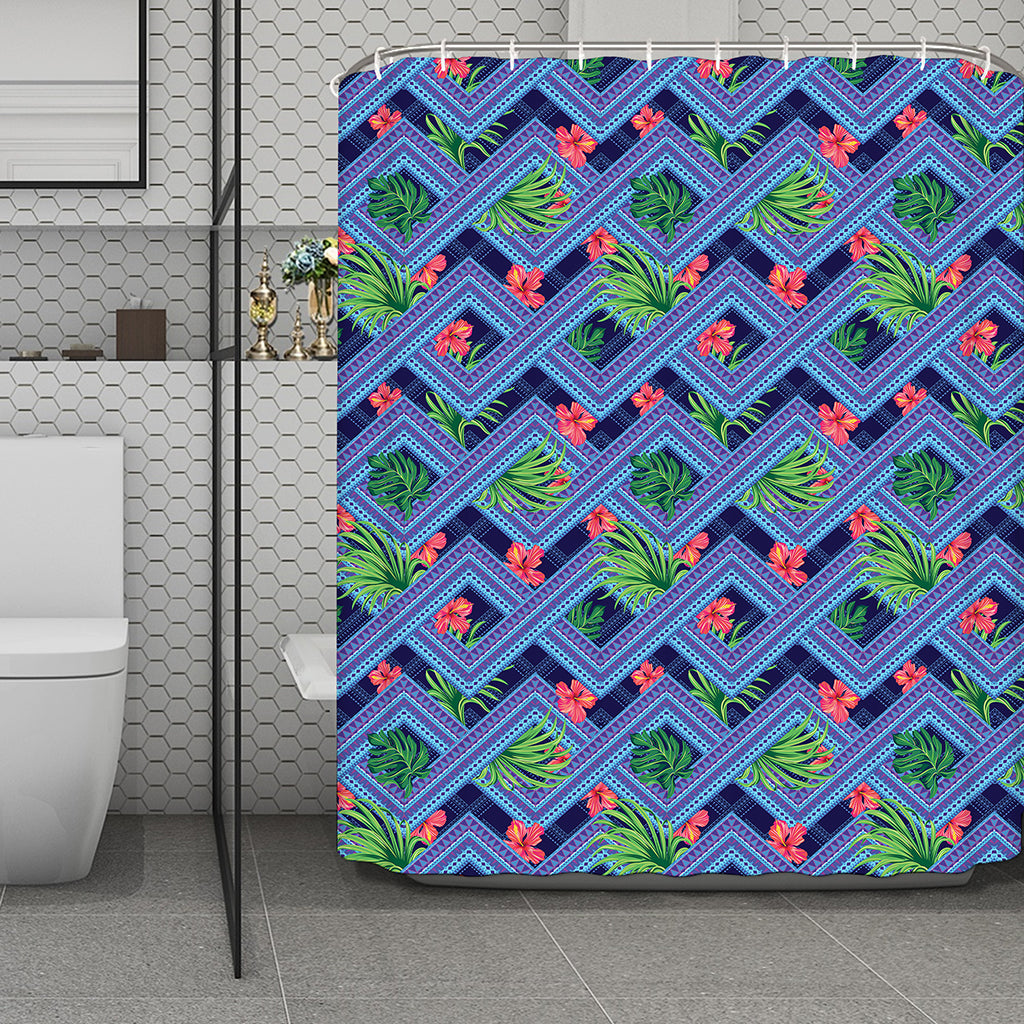 Tropical Aztec Geometric Pattern Print Polyester Shower Curtain