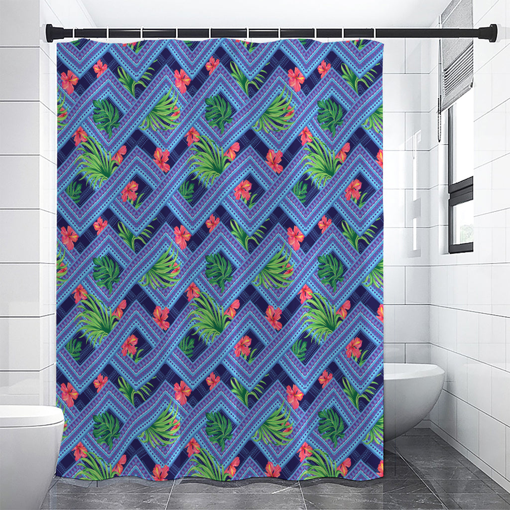 Tropical Aztec Geometric Pattern Print Premium Shower Curtain