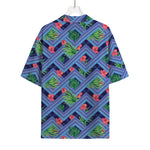 Tropical Aztec Geometric Pattern Print Rayon Hawaiian Shirt