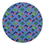 Tropical Aztec Geometric Pattern Print Round Blanket