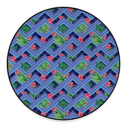 Tropical Aztec Geometric Pattern Print Round Floor Mat