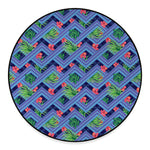 Tropical Aztec Geometric Pattern Print Round Floor Mat