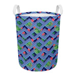 Tropical Aztec Geometric Pattern Print Round Laundry Basket