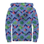 Tropical Aztec Geometric Pattern Print Sherpa Lined Zip Up Hoodie