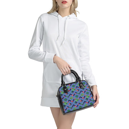 Tropical Aztec Geometric Pattern Print Shoulder Handbag