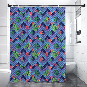 Tropical Aztec Geometric Pattern Print Shower Curtain