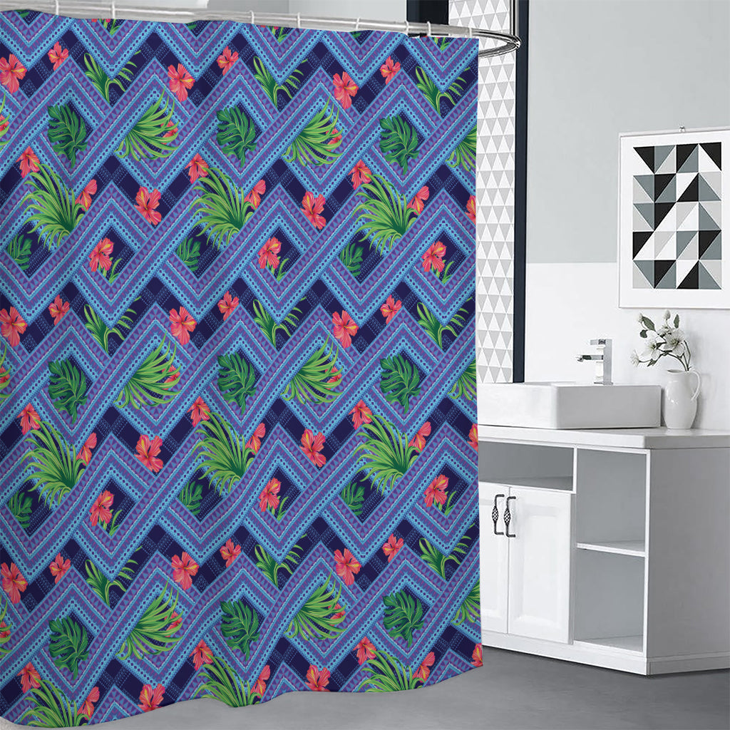 Tropical Aztec Geometric Pattern Print Shower Curtain