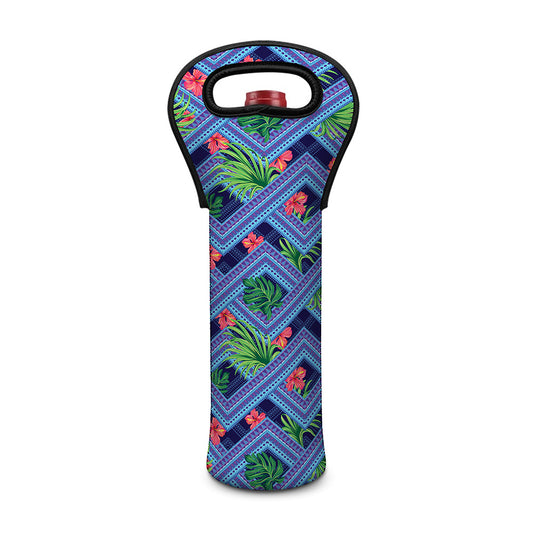 Tropical Aztec Geometric Pattern Print Single Neoprene Wine Tote