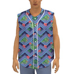 Tropical Aztec Geometric Pattern Print Sleeveless Baseball Jersey