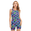 Tropical Aztec Geometric Pattern Print Sleeveless One Piece Swimsuit