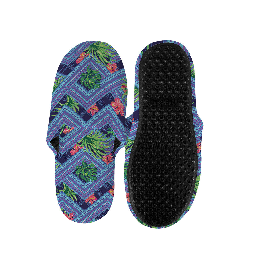 Tropical Aztec Geometric Pattern Print Slippers