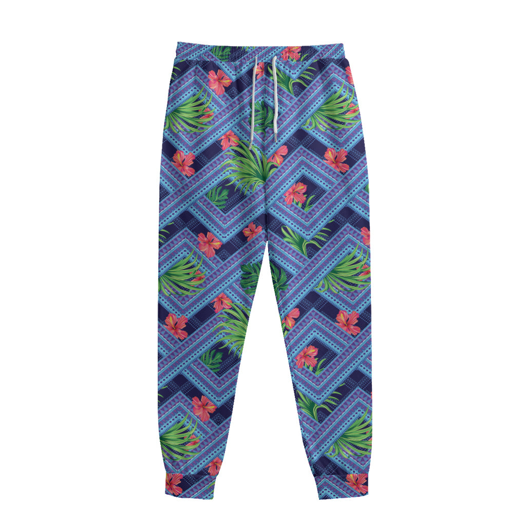 Tropical Aztec Geometric Pattern Print Sweatpants