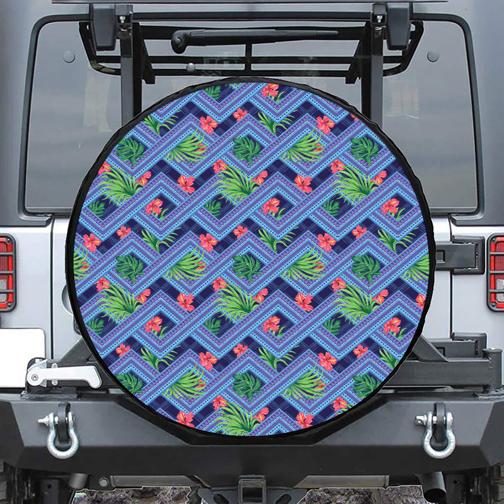 Tropical Aztec Geometric Pattern Print Tire Cover