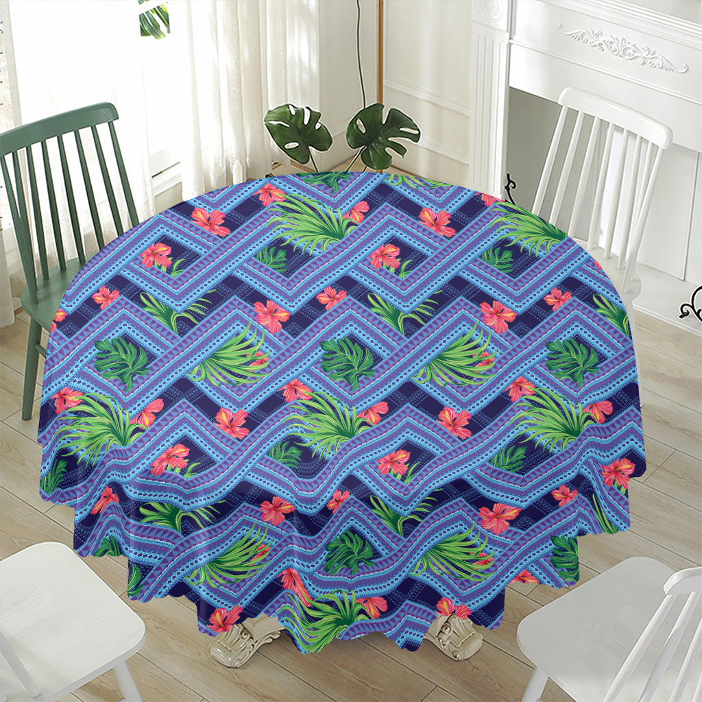 Tropical Aztec Geometric Pattern Print Waterproof Round Tablecloth