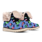 Tropical Aztec Geometric Pattern Print Winter Boots