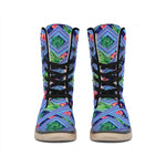 Tropical Aztec Geometric Pattern Print Winter Boots