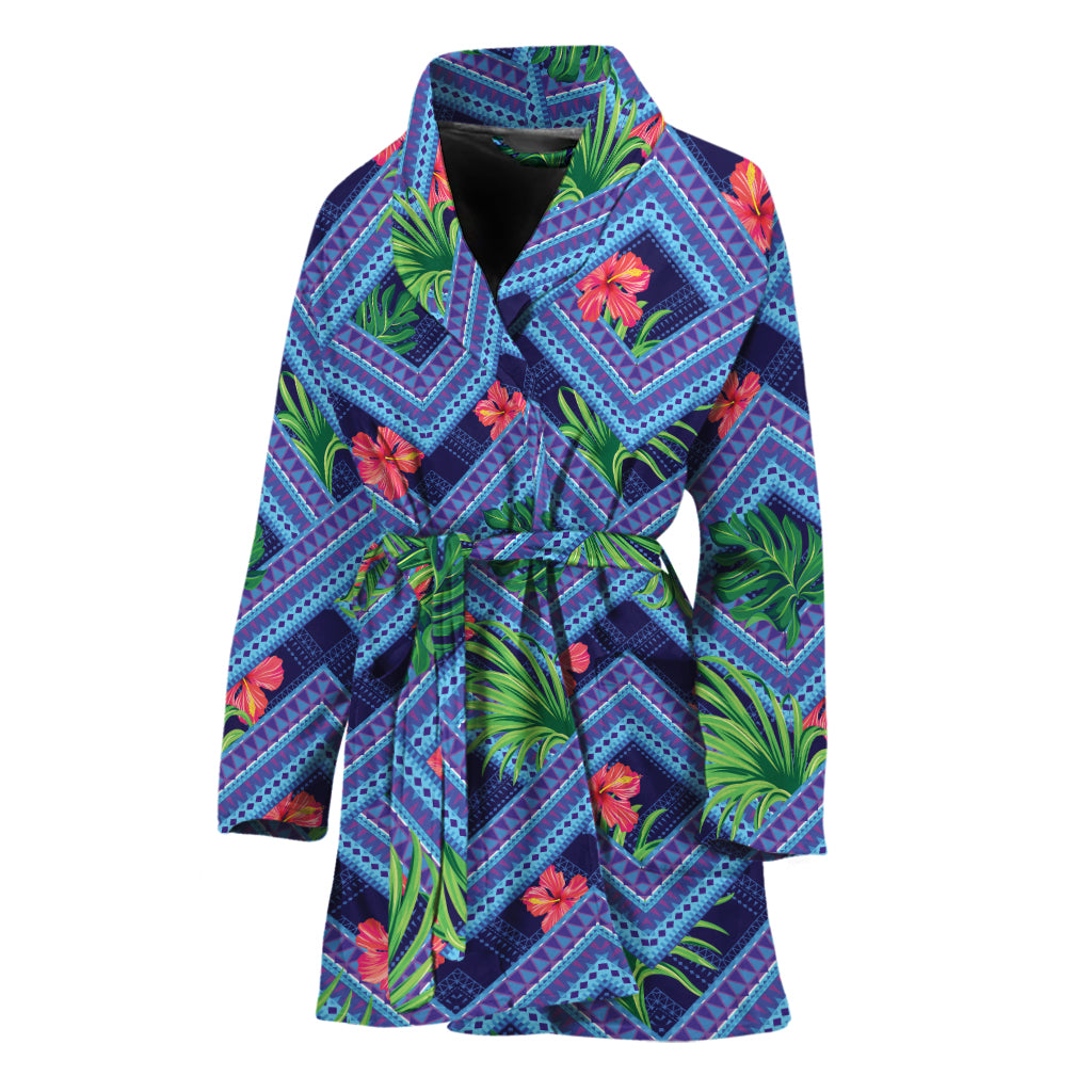 Tropical Aztec Geometric Pattern Print Women's Bathrobe