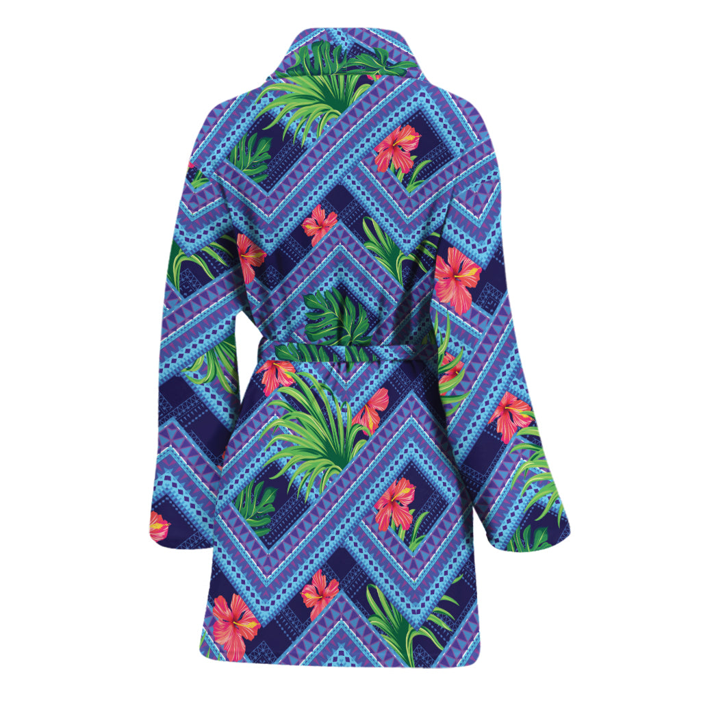 Tropical Aztec Geometric Pattern Print Women's Bathrobe