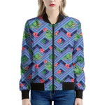 Tropical Aztec Geometric Pattern Print Women's Bomber Jacket