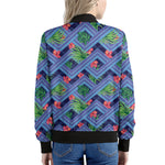 Tropical Aztec Geometric Pattern Print Women's Bomber Jacket