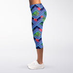 Tropical Aztec Geometric Pattern Print Women's Capri Leggings