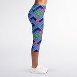 Tropical Aztec Geometric Pattern Print Women's Capri Leggings