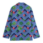 Tropical Aztec Geometric Pattern Print Women's Cotton Blazer