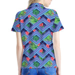 Tropical Aztec Geometric Pattern Print Women's Polo Shirt