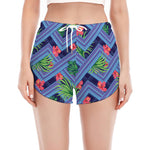 Tropical Aztec Geometric Pattern Print Women's Split Running Shorts