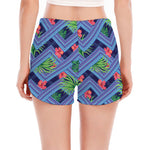 Tropical Aztec Geometric Pattern Print Women's Split Running Shorts